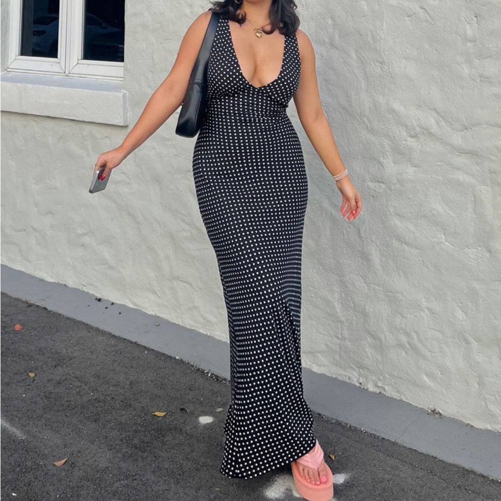 Princess Polly Black & White Polka Dot Dress